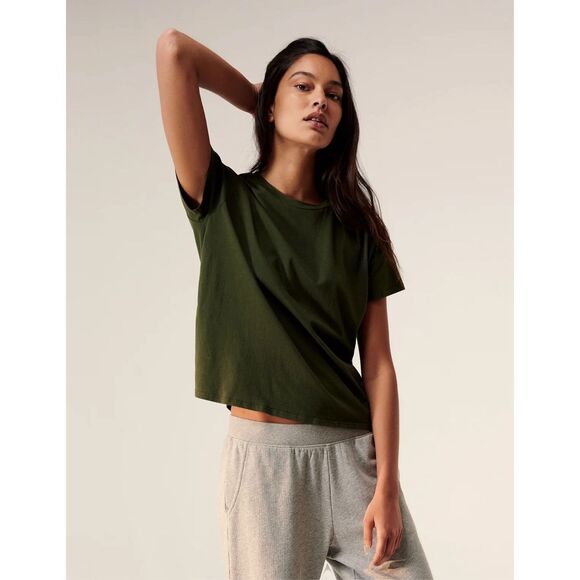 Velvet by Graham & Spencer Topanga Organic Jersey Crew Tee in Dillweed Size L - Picture 1 of 8